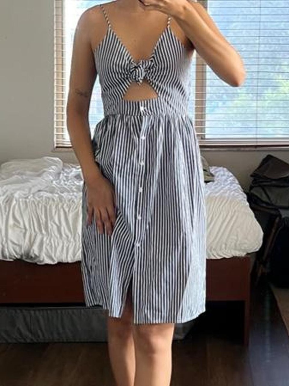 Striped Blue & White Tie-Front Sundress
